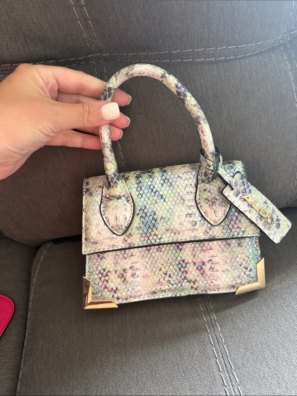 Aldo Mini Top-Handle Snake skin bag